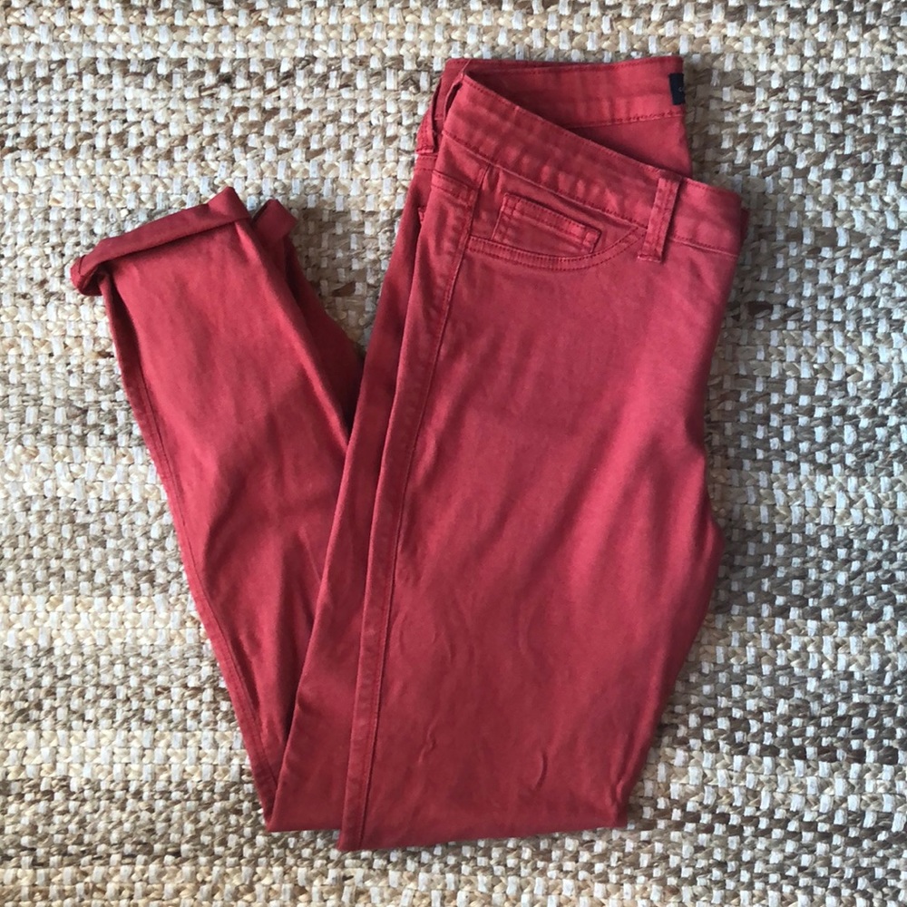 Dark salmon color jeans